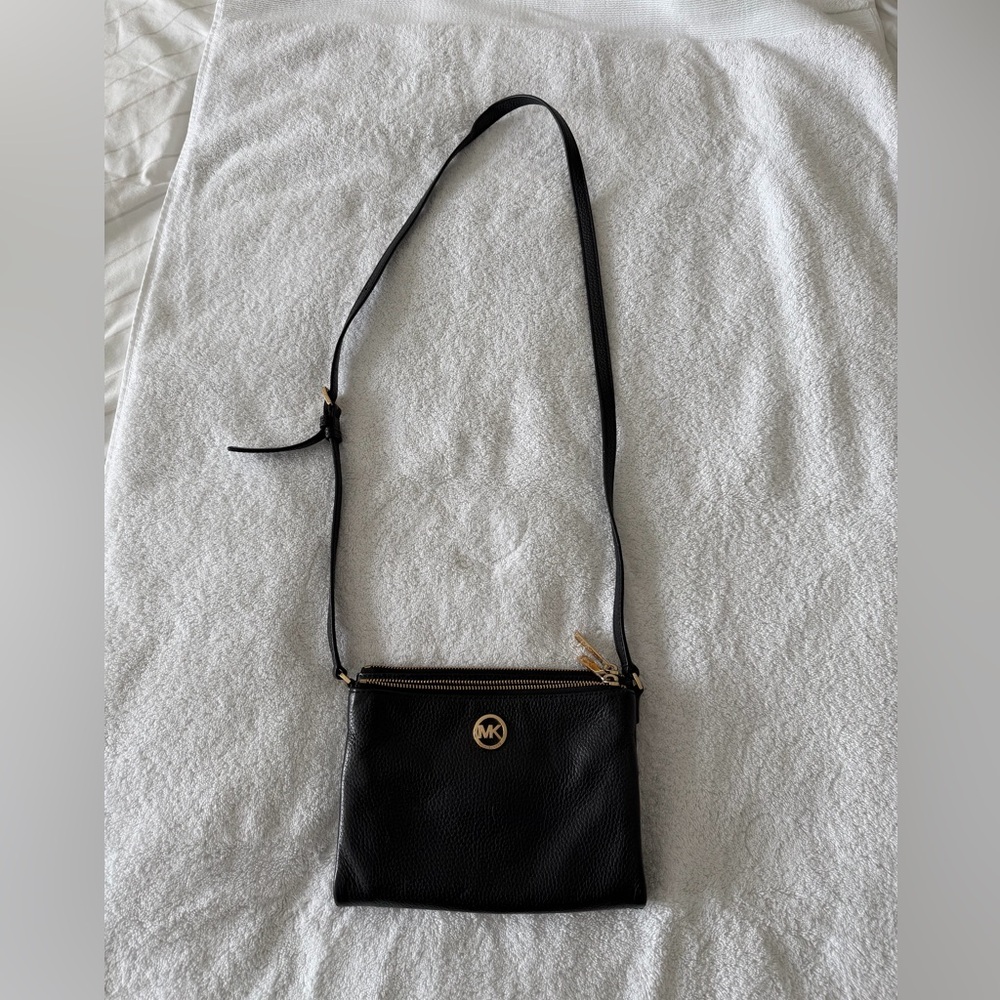 Michael Kors Black Crossbody Bag with Gold Logo